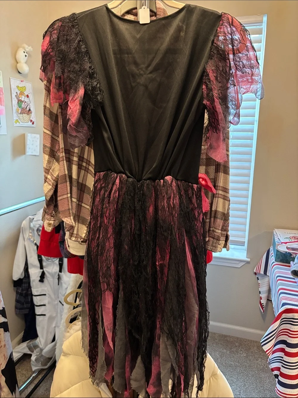 Girls Pink and Black Gothic Zombie Halloween Costume Dress